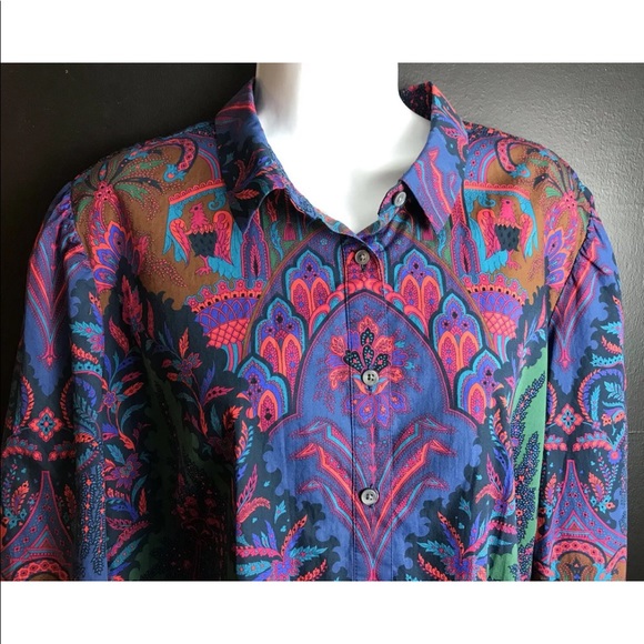 New J.CREW Ratti Print Puff Sleeve Button Down Top Italian Fabric Plus Sized - Picture 9 of 14